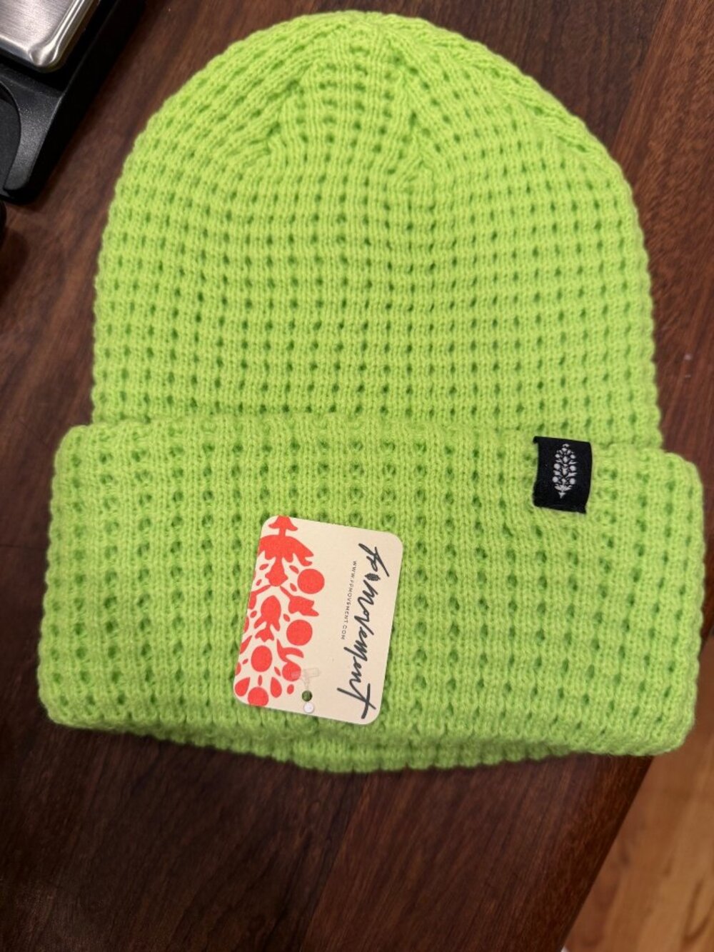 NWT Free People movement cool down lime beanie